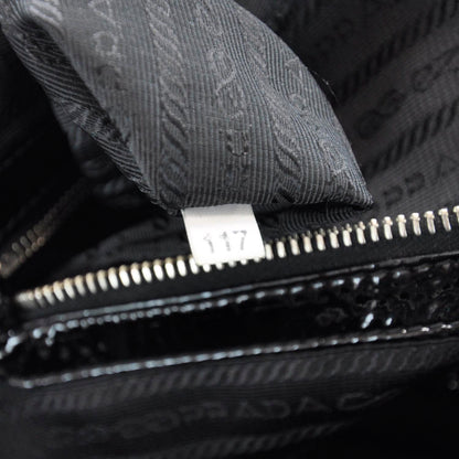 Prada Vernice Chevron Dome Satchel Black 10 of 10