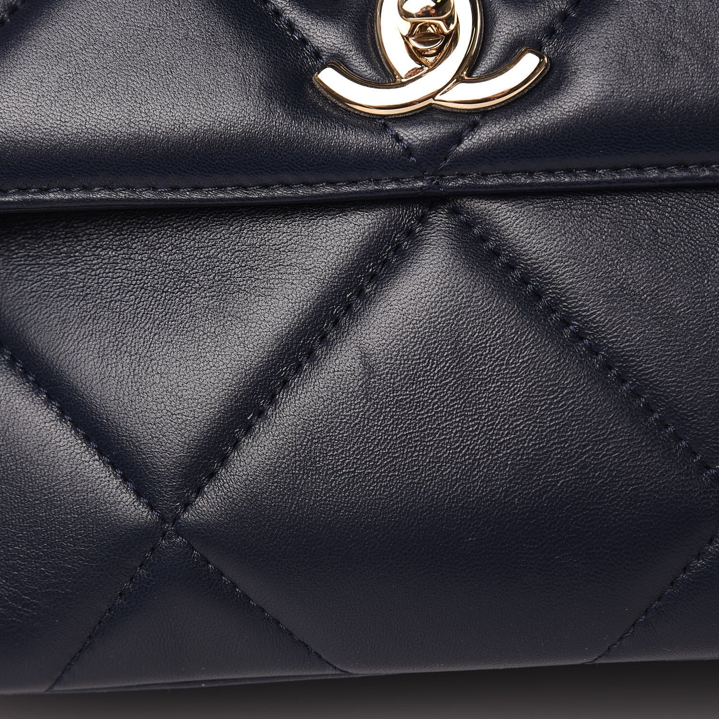 Lambskin Quilted Small Trendy CC Flap Dual Handle Bag Navy