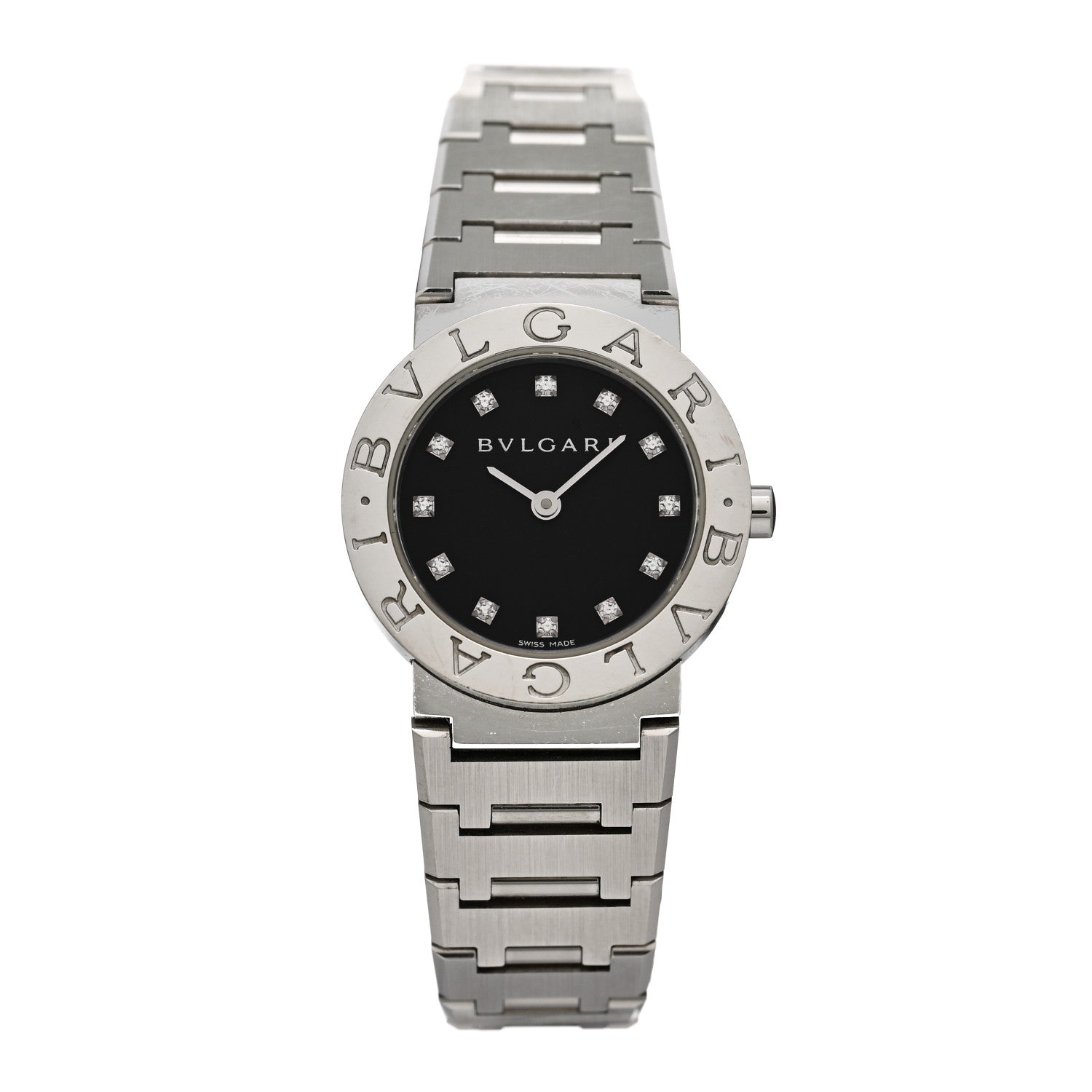 Bulgari Stainless Steel Diamond 26mm Quartz Watch Black 1 of 4