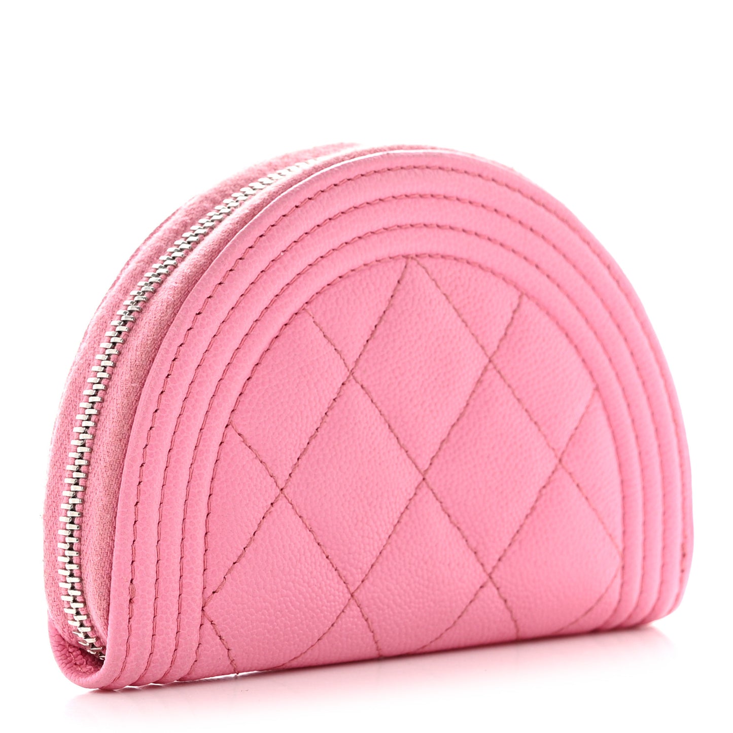 Caviar Quilted Boy Zipped Coin Purse Light Pink