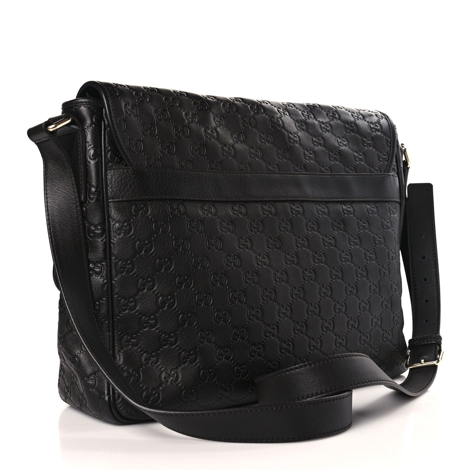 Gucci Guccissima Medium Flap Messenger Bag Black 3 of 9