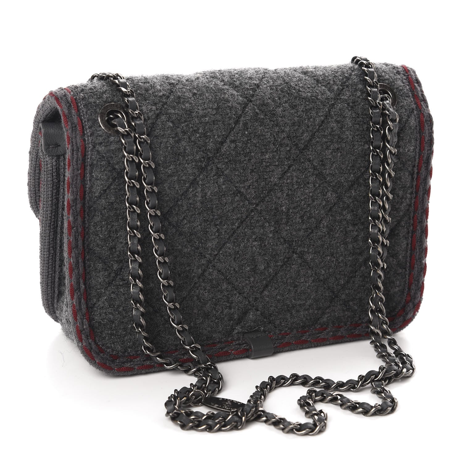 Chanel Wool Quilted Mini Edelweiss Single Flap Grey 4 of 11