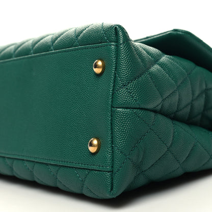 Chanel Caviar Quilted Medium Coco Handle Flap Green 10 of 11