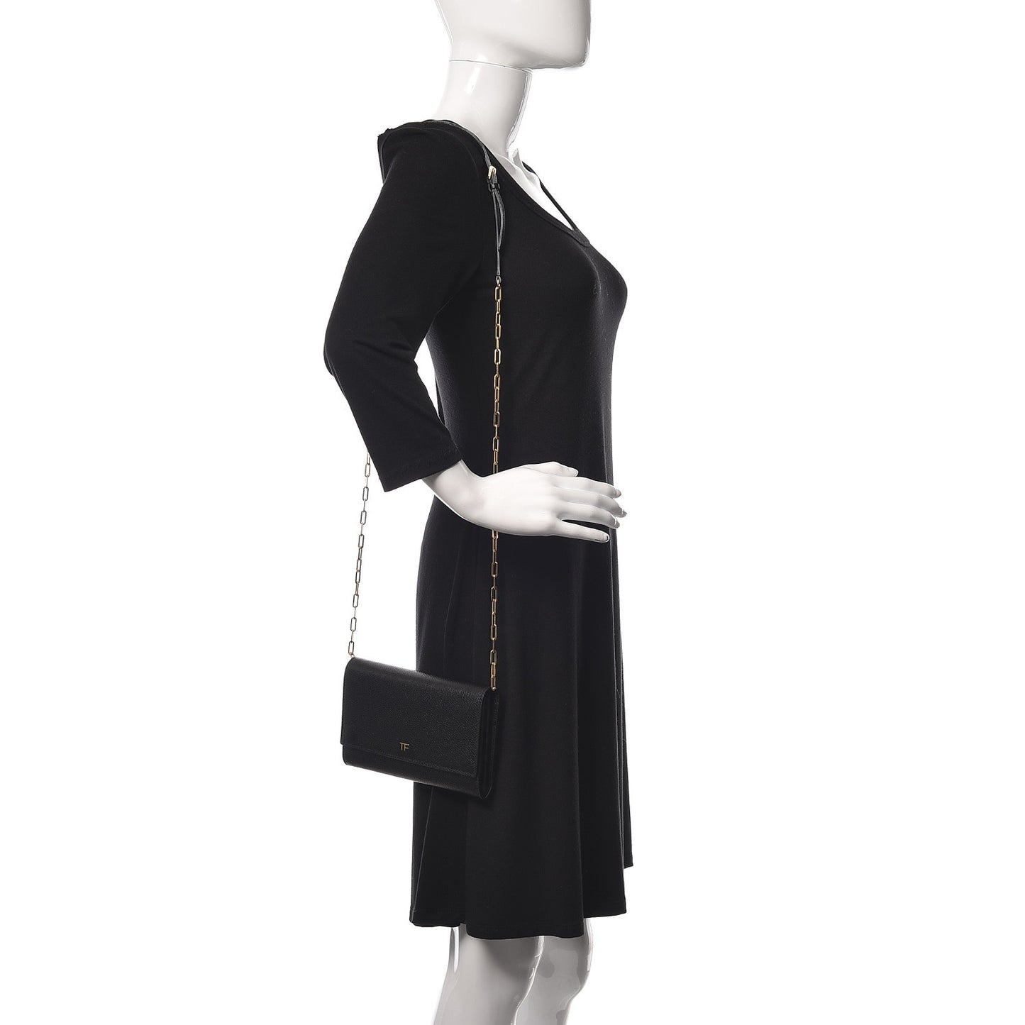 Pebbled Calfskin Wallet On Chain Black