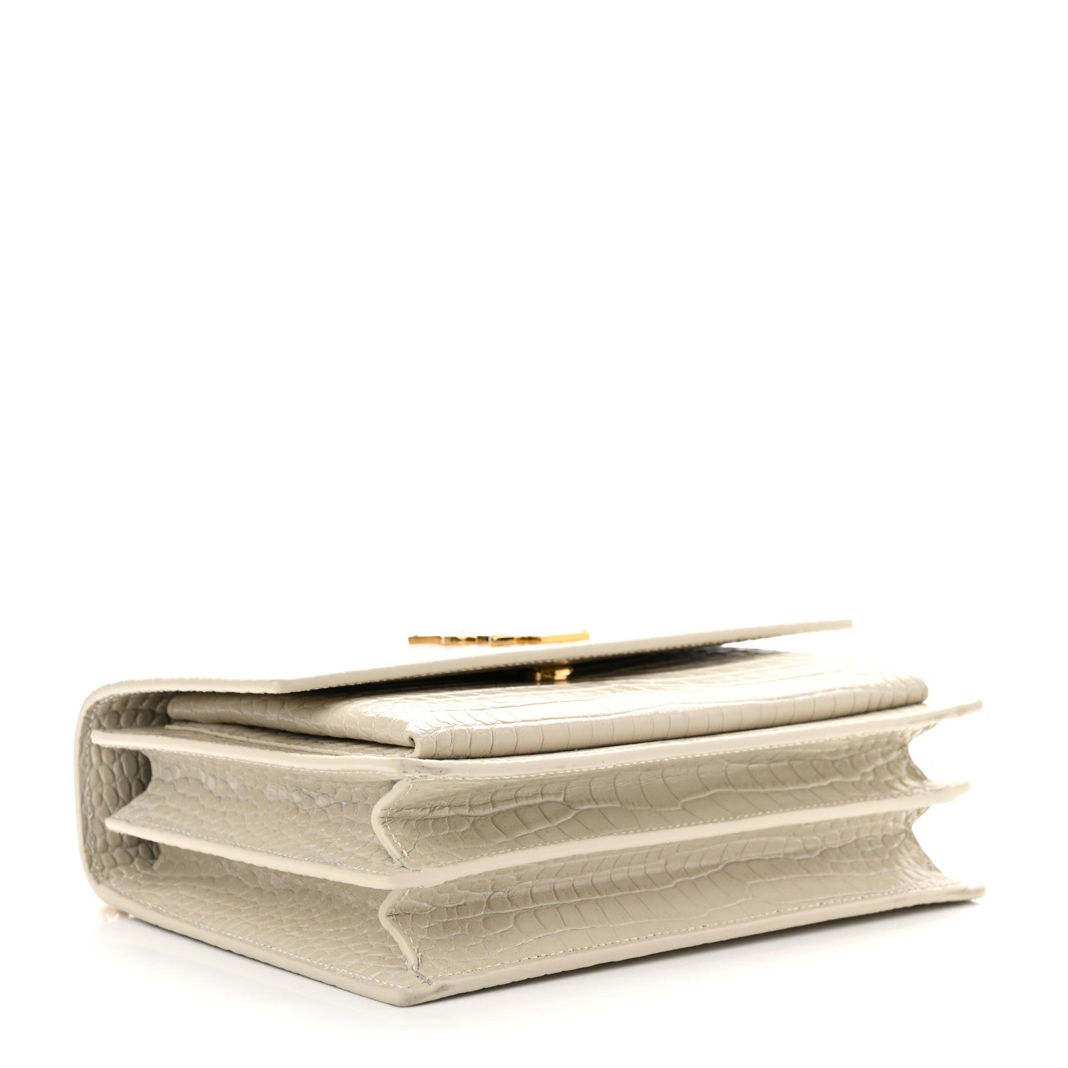 Saint Laurent Calfskin Crocodile Embossed Medium Monogram Sunset Blanc Vintage 4 of 9