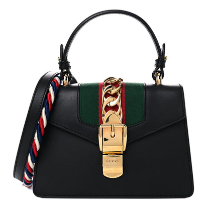 Gucci Calfskin Mini Sylvie Top Handle Bag Black 1 of 21