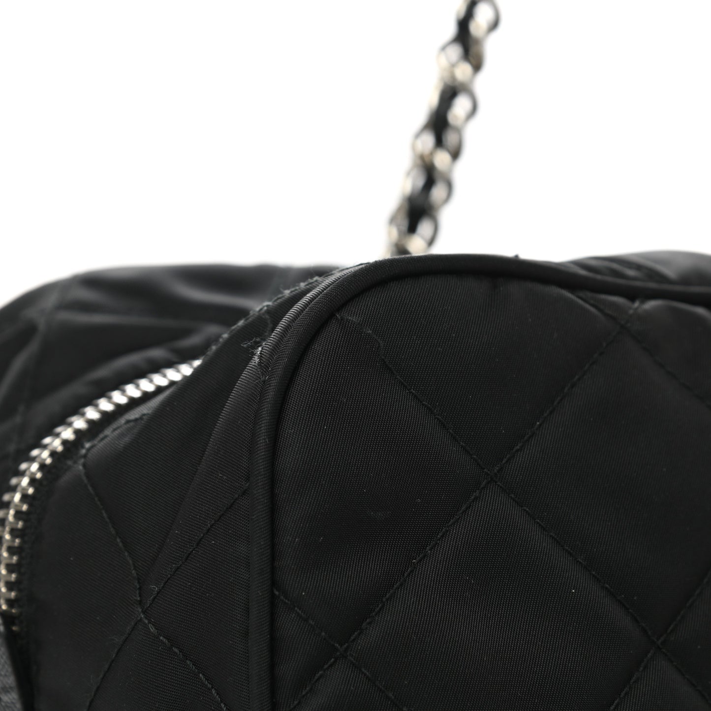 Nylon Tessuto Impuntu Quilted Large Shoulder Bag Black
