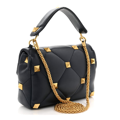 Valentino Garavani Nappa Large Roman Stud Shoulder Bag Marine 3 of 10