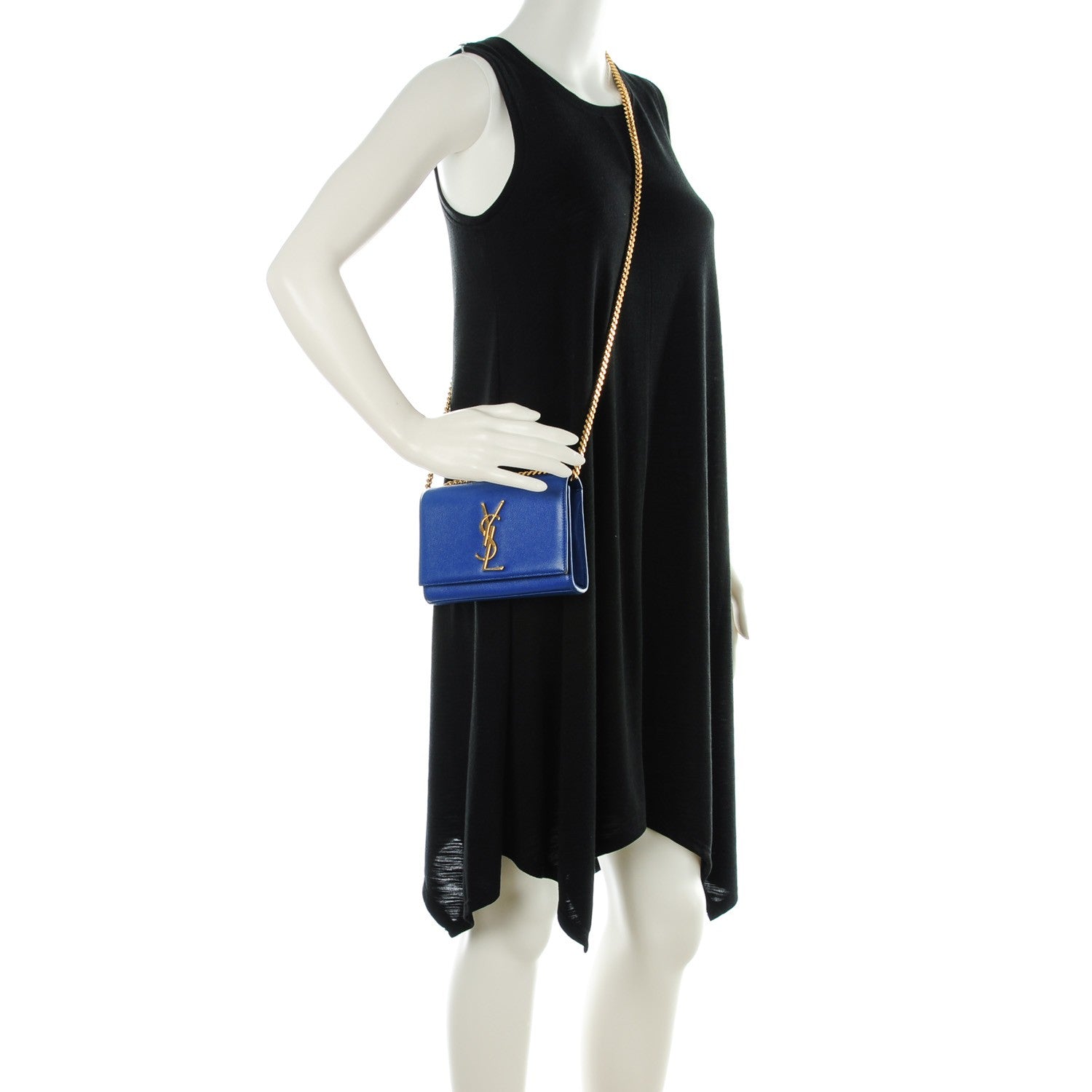Saint Laurent Grain De Poudre Small Classic Monogram Satchel Royal Blue 2 of 7