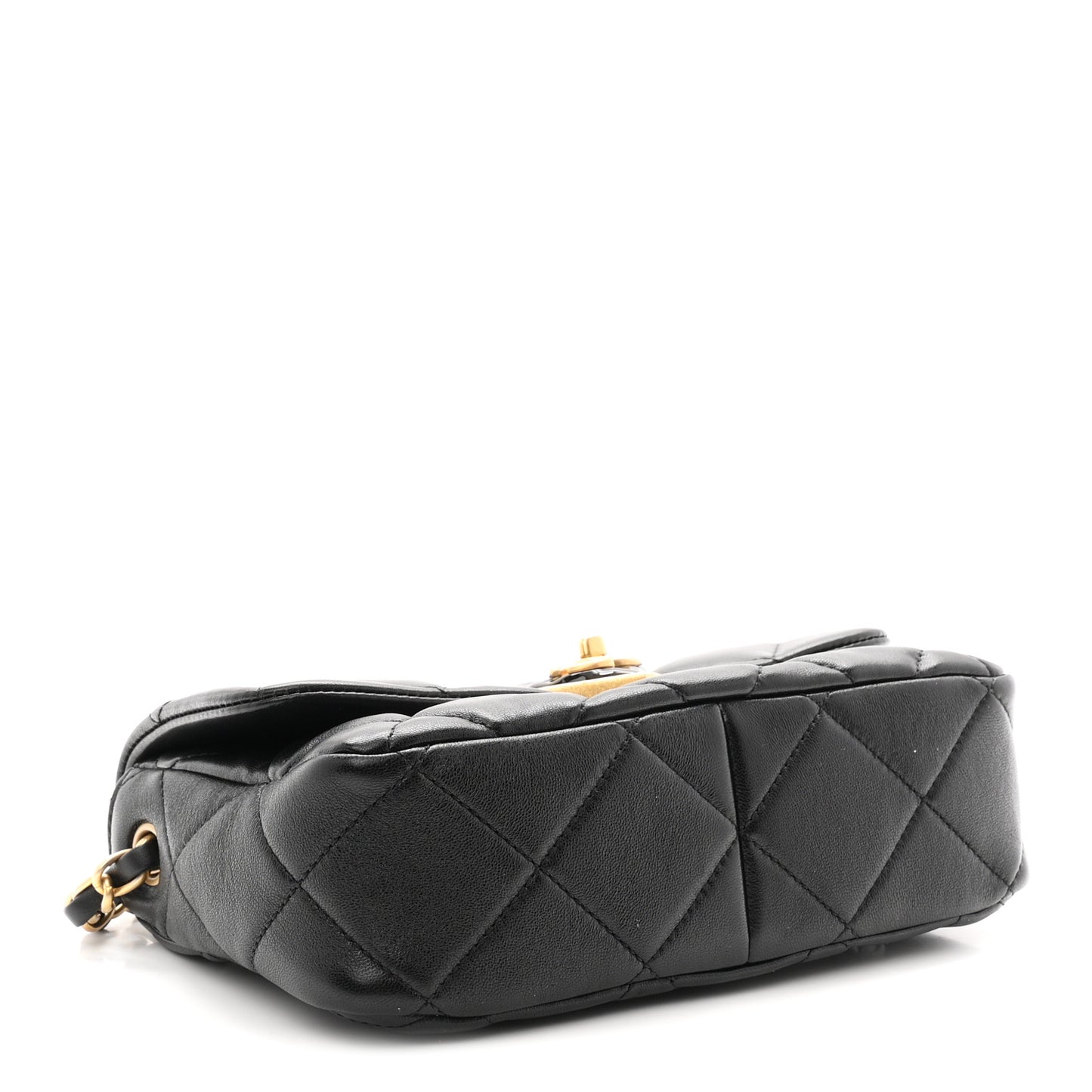 Lambskin Plexiglass Quilted Coco Love Flap Black