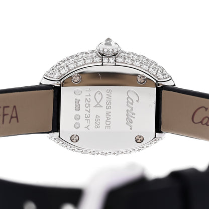 Cartier 18K White Gold Calfskin Diamond Bezel 19mm Baignoire Quartz Watch 4 of 5