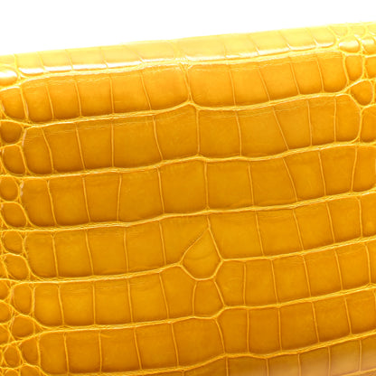 Hermes Shiny Alligator Kelly Longue Wallet Jaune Ambre 8 of 10