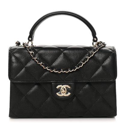 Chanel Caviar Quilted Retro Mini Twist Top Handle Clutch Flap Black 1 of 11