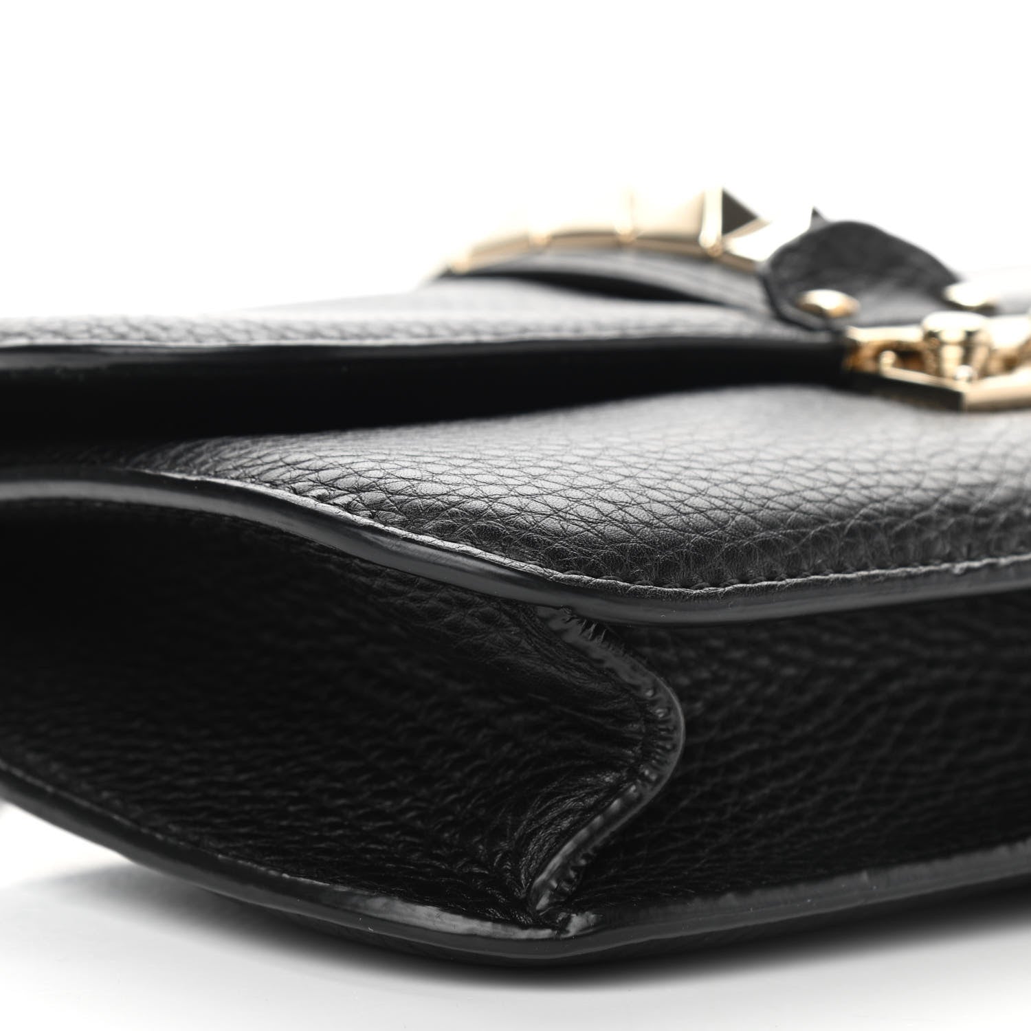 Valentino Garavani Pebbled Calfskin Medium Glam Lock Rockstud Flap Black 8 of 10