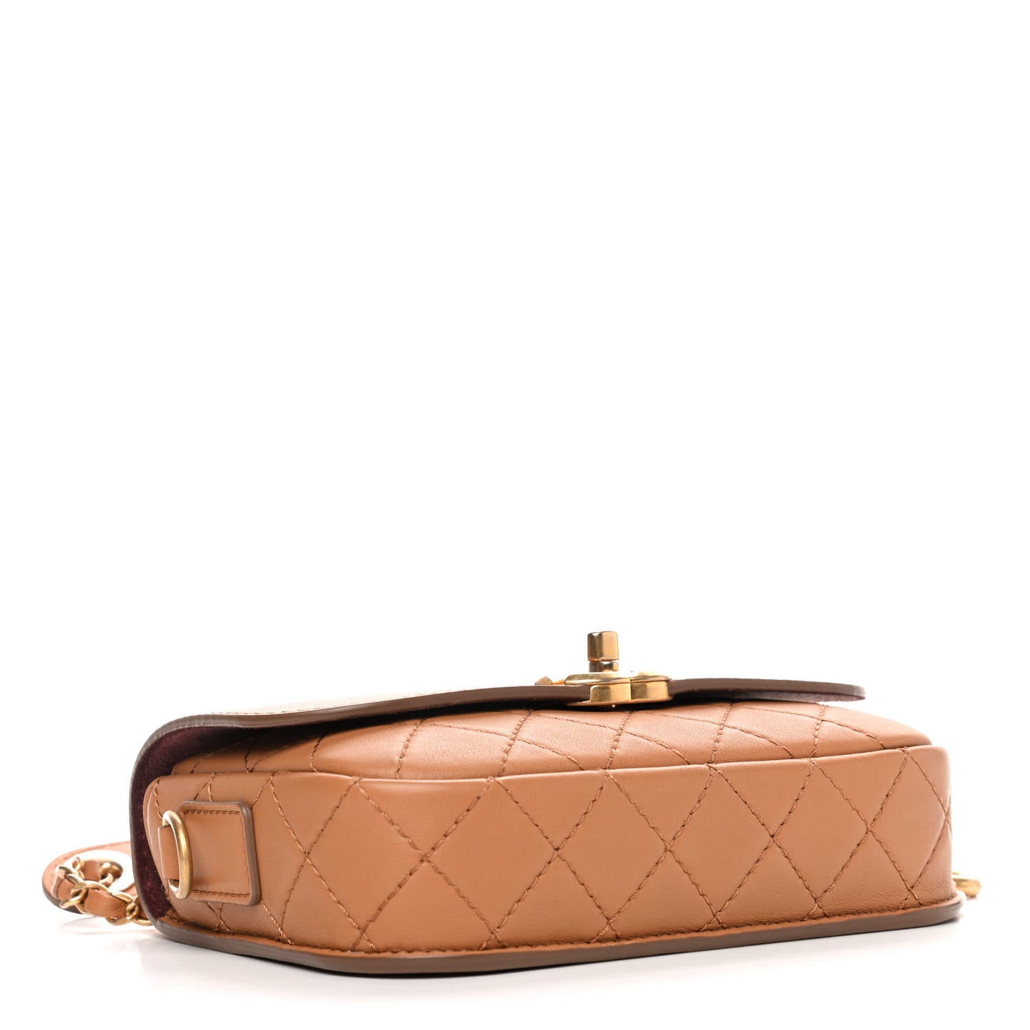 Calfskin Quilted Multi Pouching Flap And Coin Purse Beige