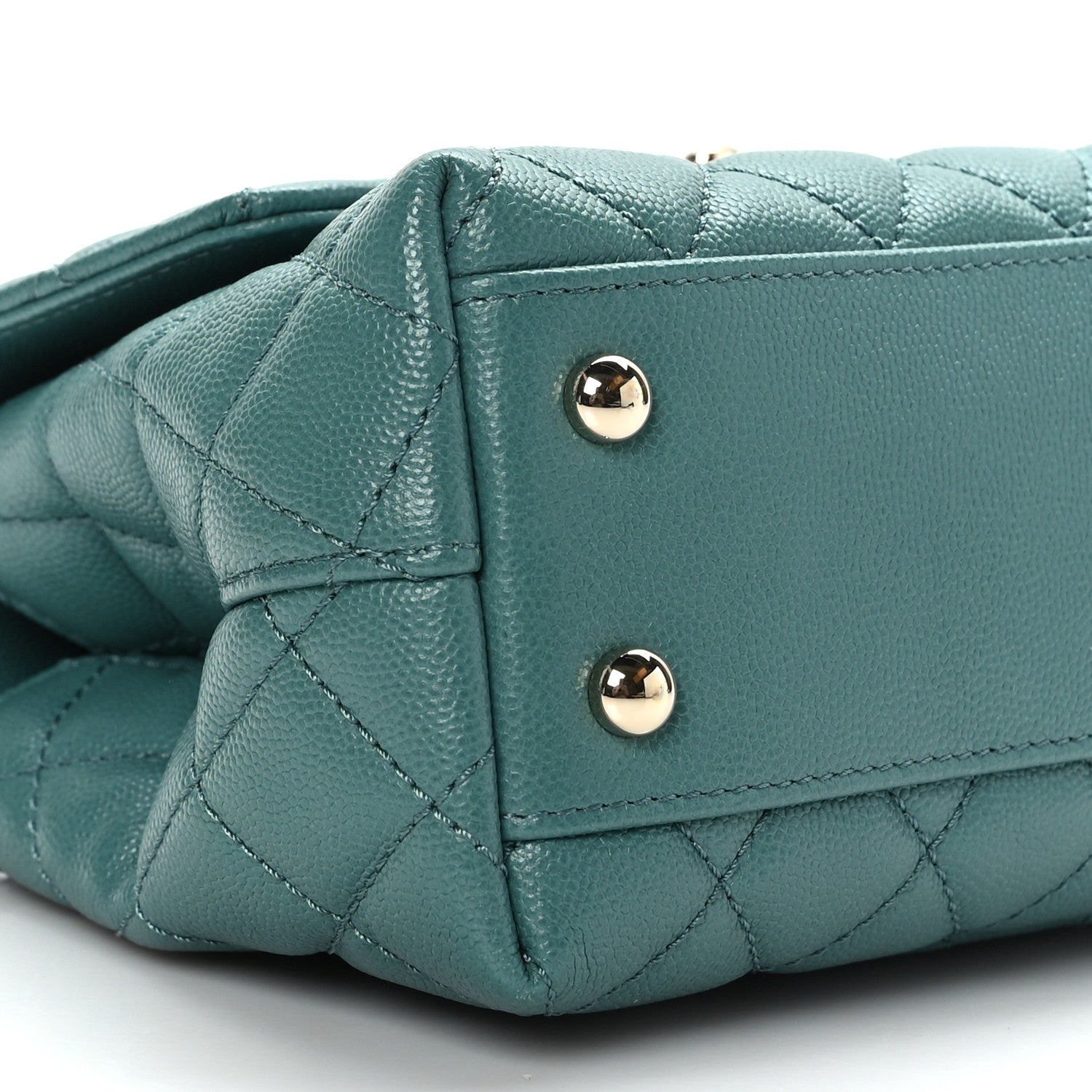 Chanel Caviar Quilted Lizard Embossed Mini Coco Handle Flap Green 8 of 10