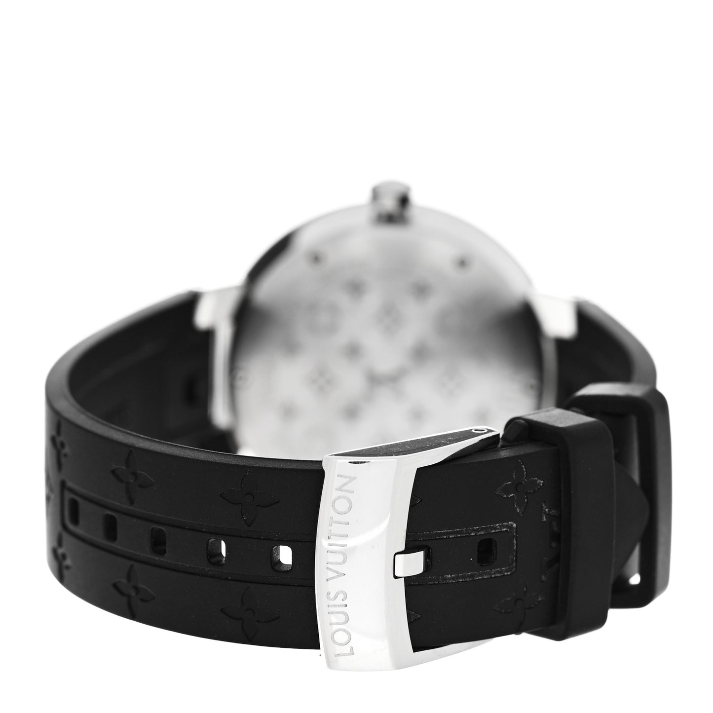 Stainless Steel Rubber Diamond 33mm Tambour Slim Quartz Watch