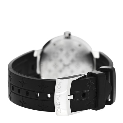 Louis Vuitton Stainless Steel Rubber Diamond 33mm Tambour Slim Quartz Watch 3 of 5