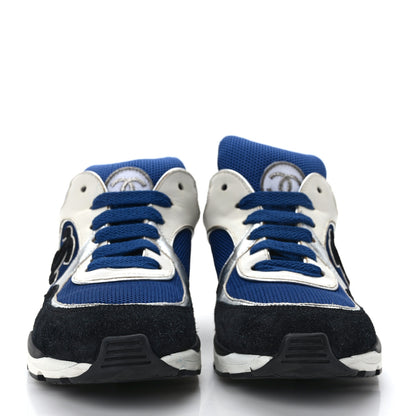 Chanel Mesh Suede Calfskin Womens CC Sneakers 36 Dark 36 Blue Black White 2 of 8