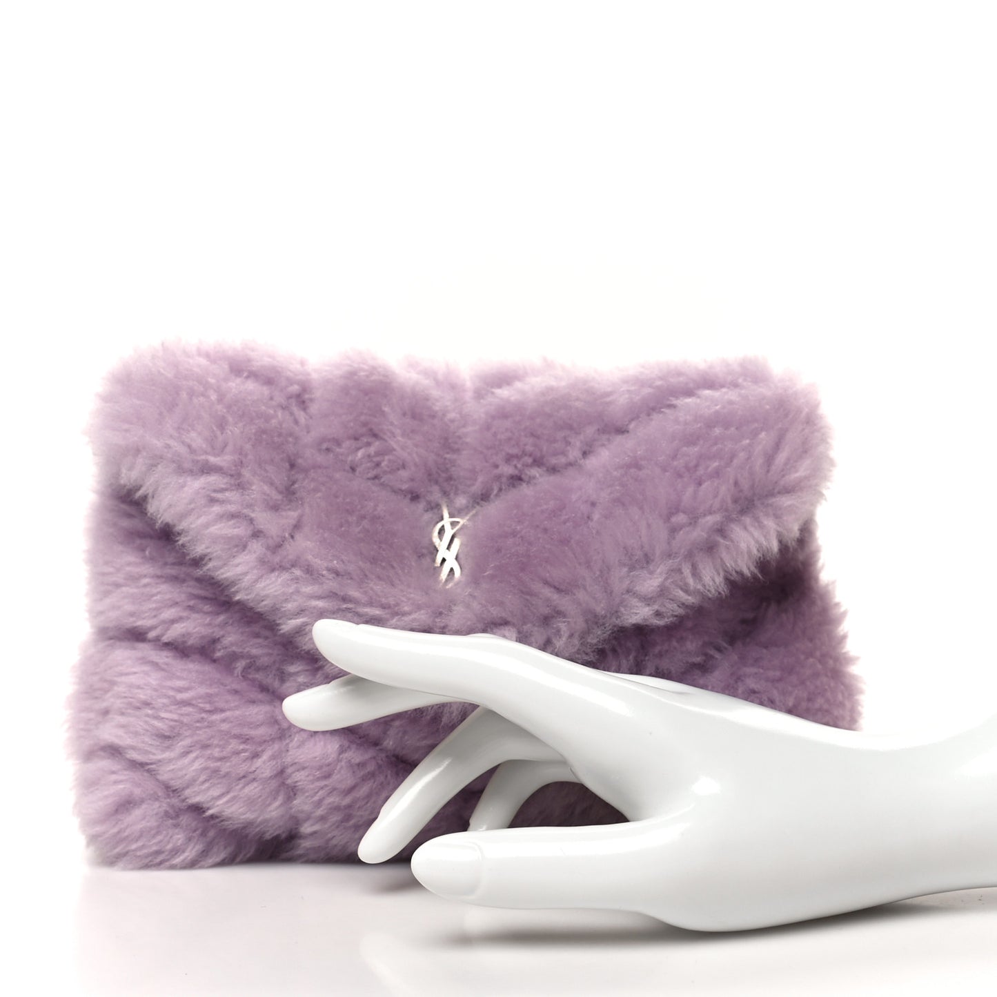 Shearling Quilted Monogram Loulou Puffer Pouch Clutch Lilac