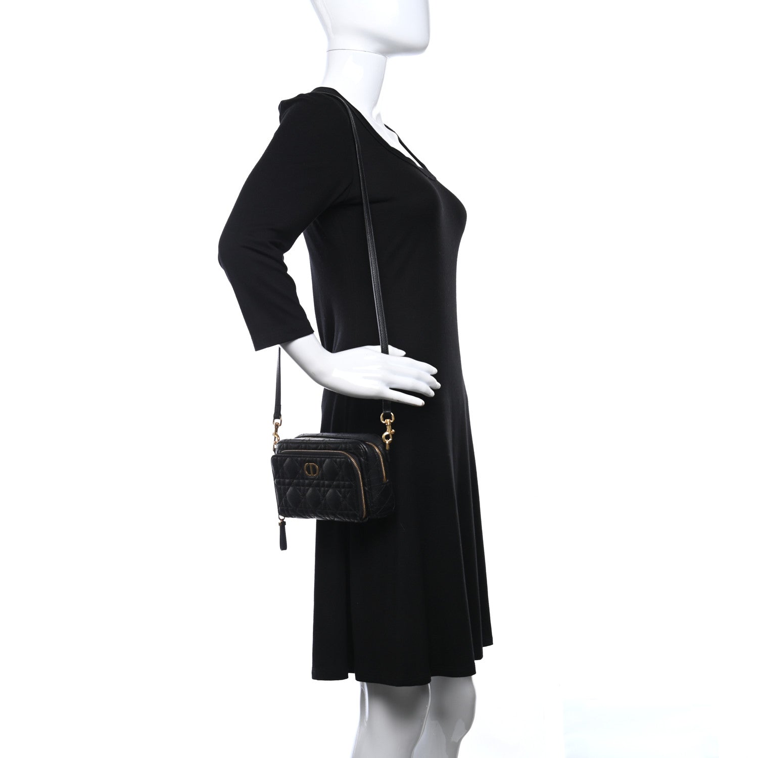 Christian Dior Supple Calfskin Caro Double Pouch Black 2 of 13