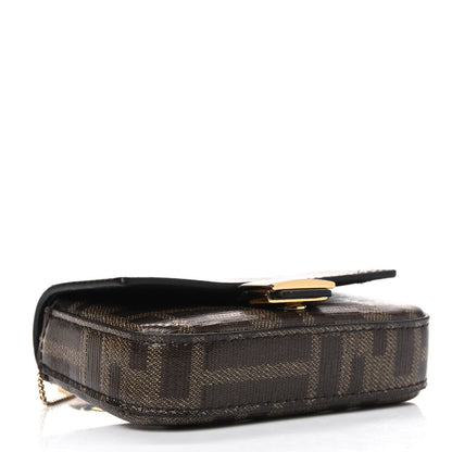 Fendi Glazed Fabric FF 1974 Nano Baguette Charm Mogano Panna 3 of 4