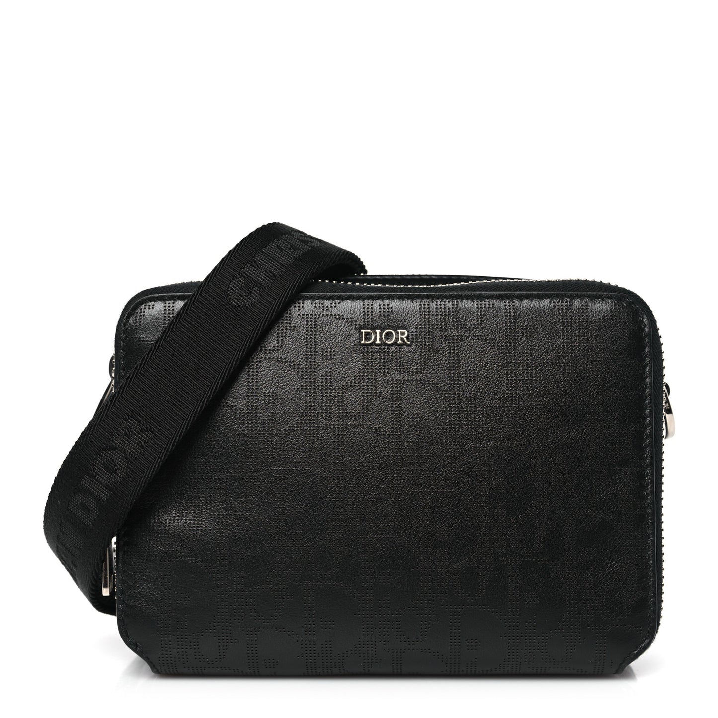 Calfskin Oblique Galaxy Perforated Messenger Black Multicolor