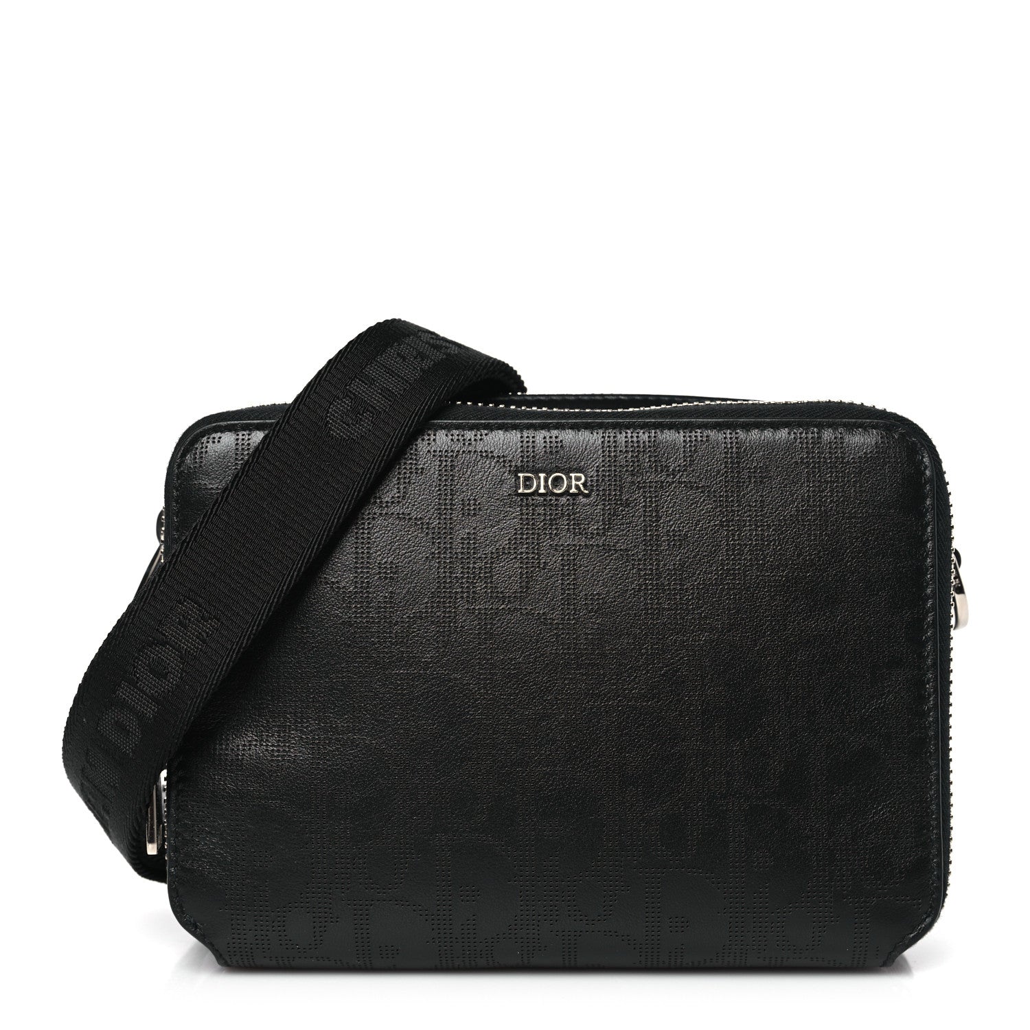 Christian Dior Calfskin Oblique Galaxy Perforated Messenger Black Multicolor 1 of 11