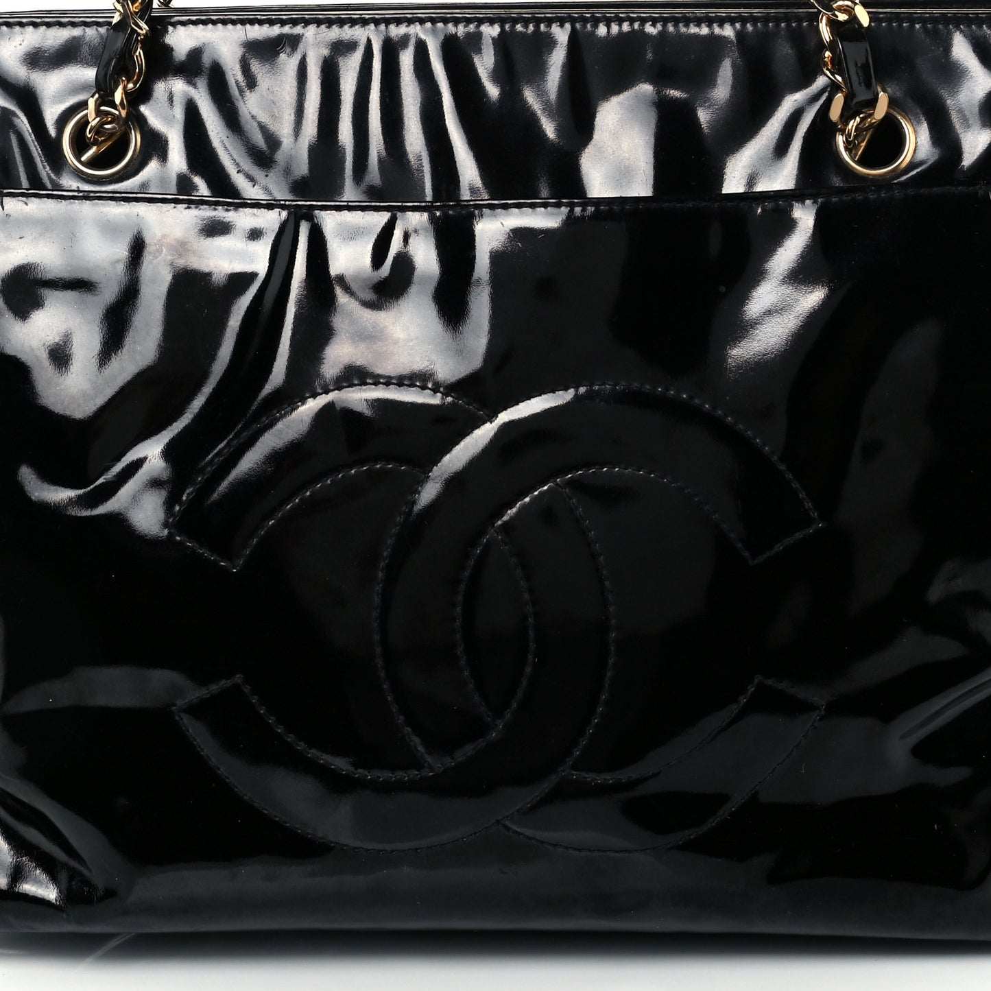 Patent CC Shoulder Bag Black
