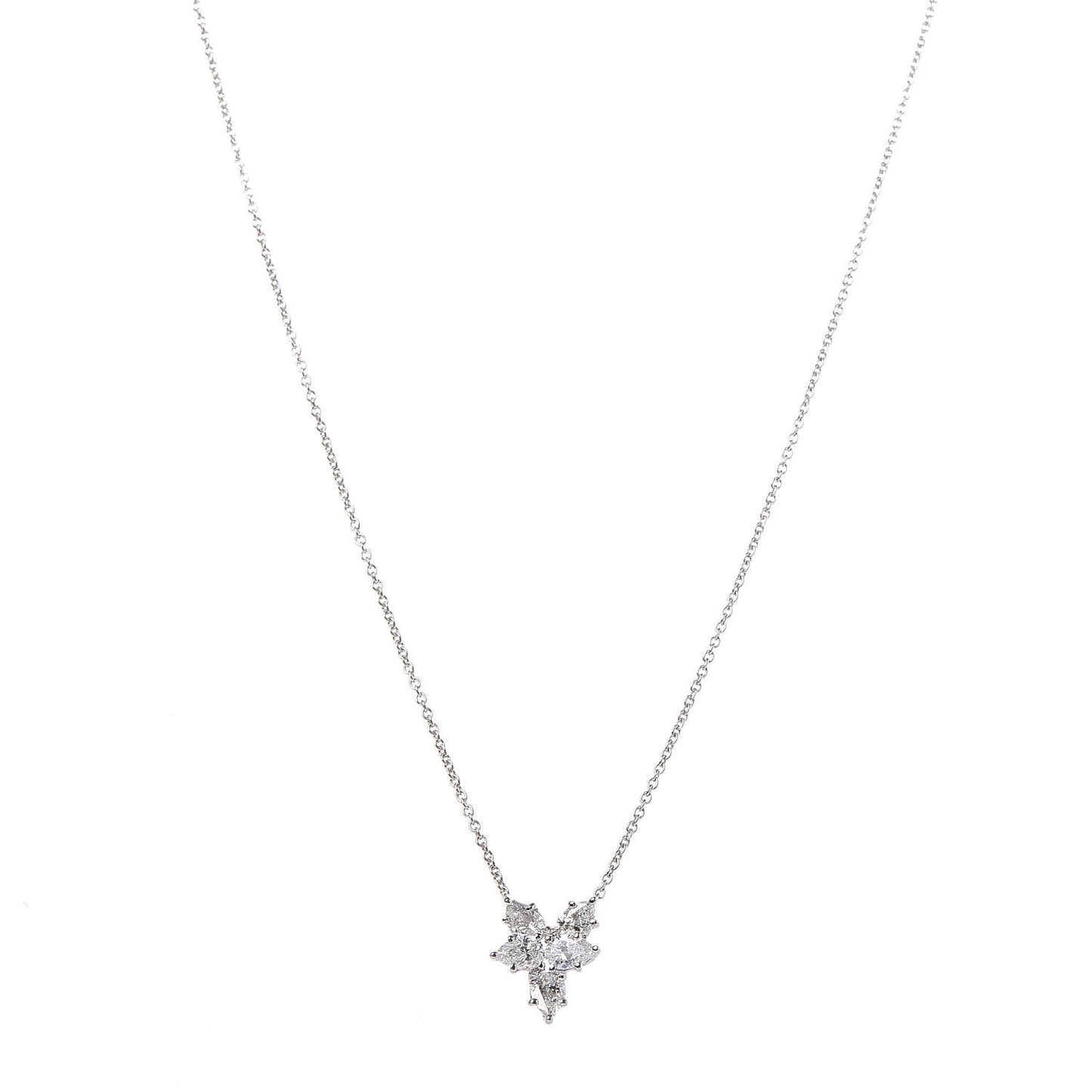 Platinum Diamond Small Winston Cluster Pendant Necklace