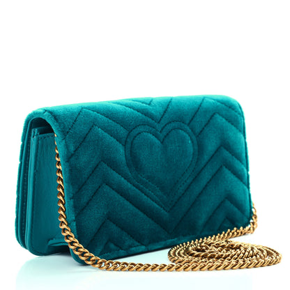 Gucci Velvet Matelasse GG Marmont Mini Bag Pavone Cyan 3 of 10