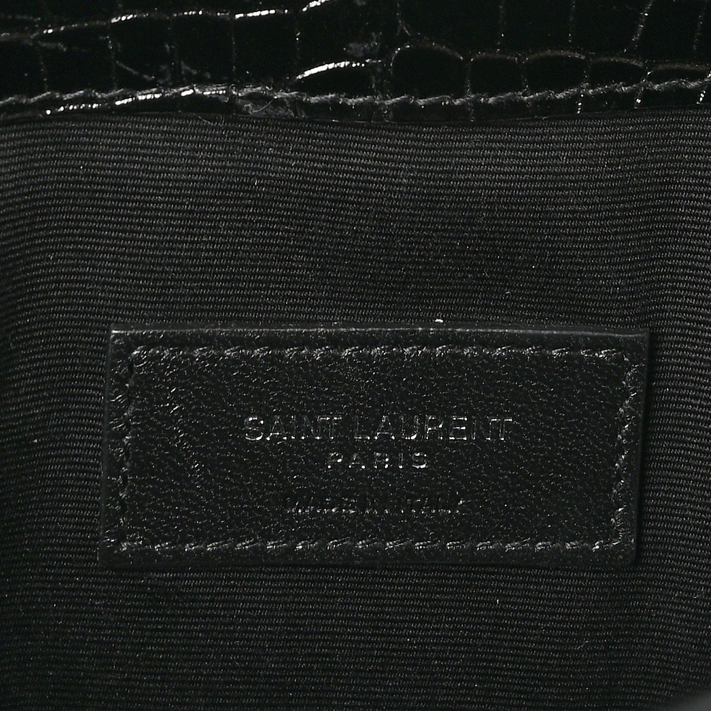 Calfskin Crocodile Embossed Uptown Monogram Pouch Black