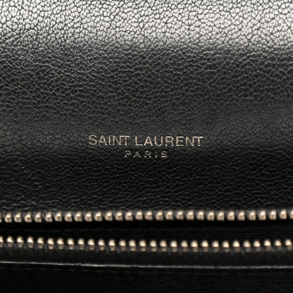 Saint Laurent Sheepskin Matelasse Chevron Monogram Large College Satchel Black 6 of 13