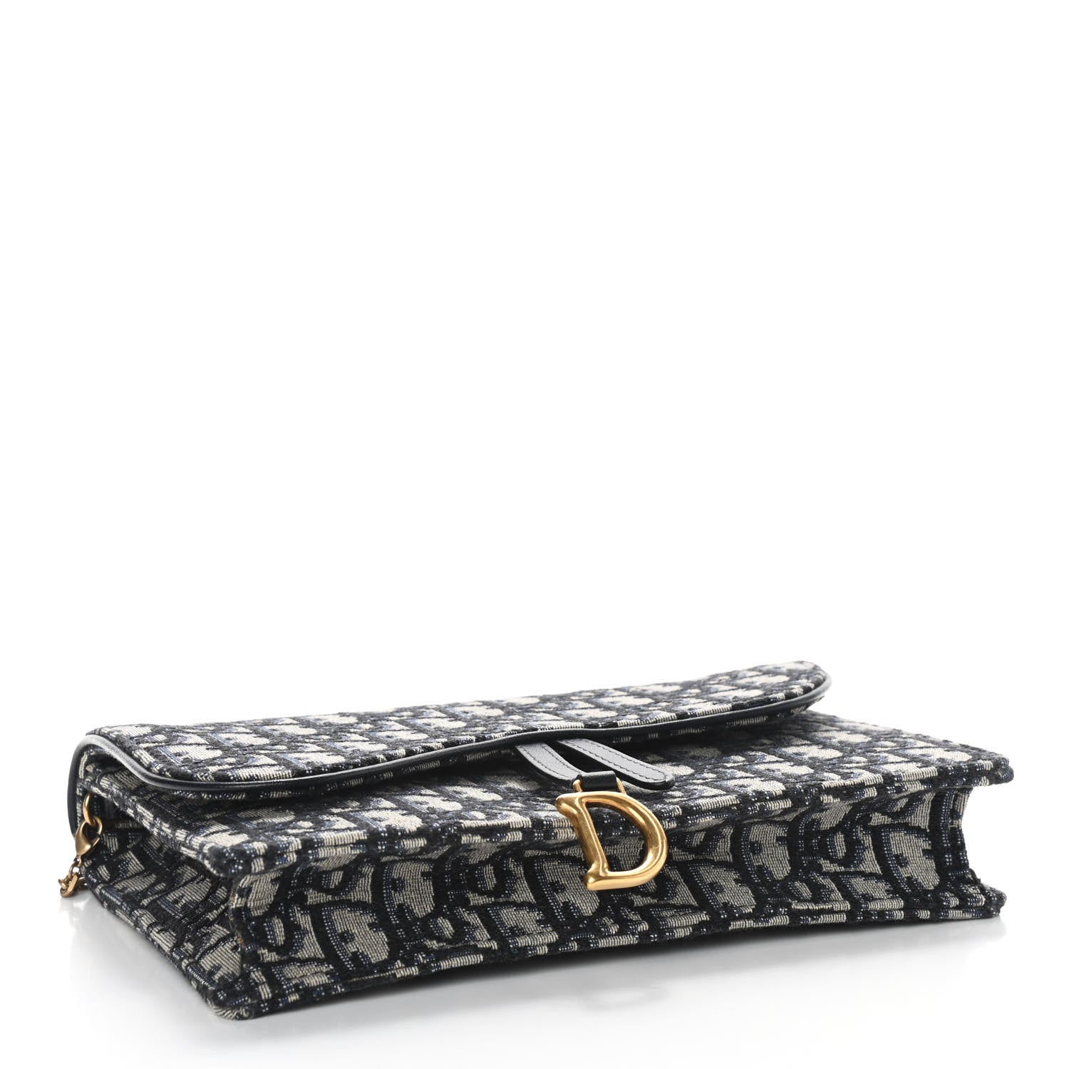 Christian Dior Oblique Saddle Chain Pouch Blue 4 of 9