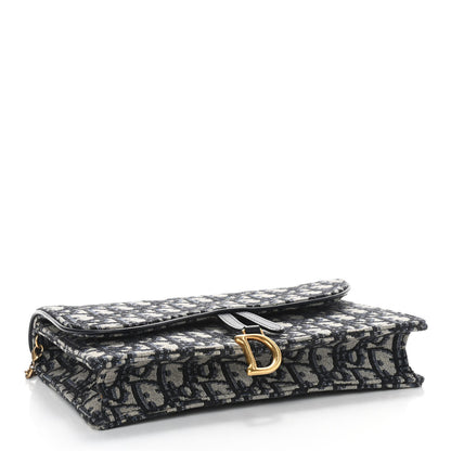 Christian Dior Oblique Saddle Chain Pouch Blue 4 of 9