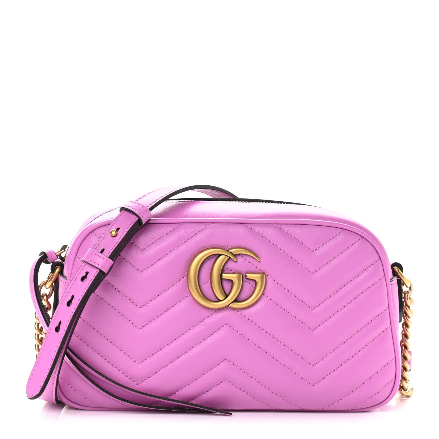 Gucci Calfskin Matelasse Small GG Marmont Chain Shoulder Bag Candy Mousse 1 of 10