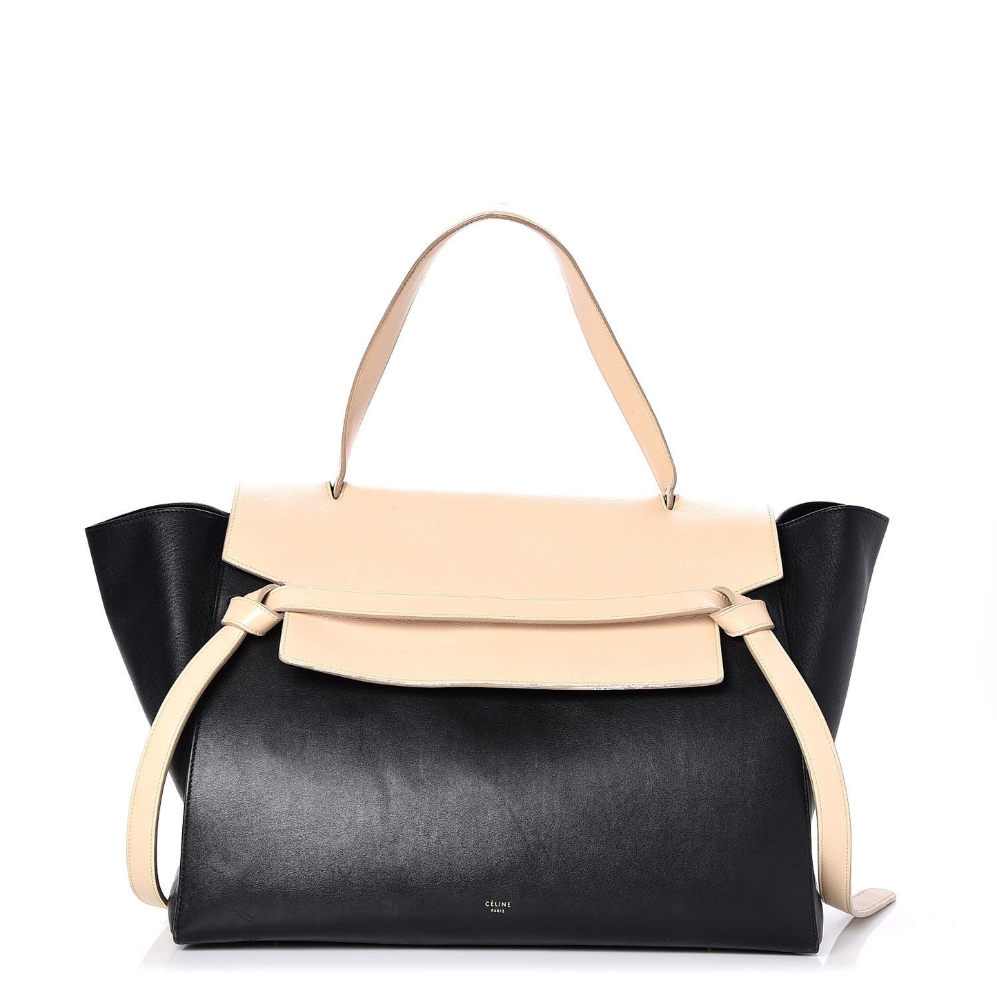 Smooth Calfskin Large Bi-Color Belt Bag Black