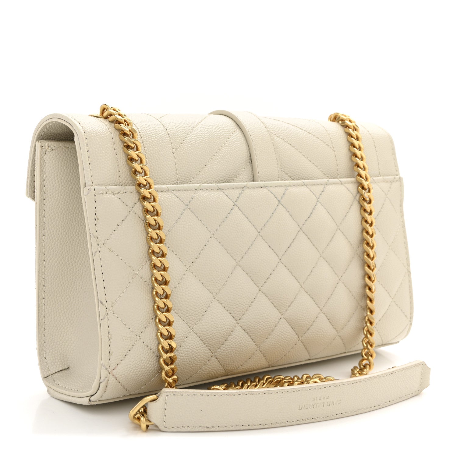 Saint Laurent Grain De Poudre Textured Mixed Matelasse Triquilt Small Monogram Satchel Crema Soft 3 of 11