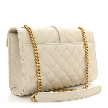Saint Laurent Grain De Poudre Textured Mixed Matelasse Triquilt Small Monogram Satchel Crema Soft 3 of 11