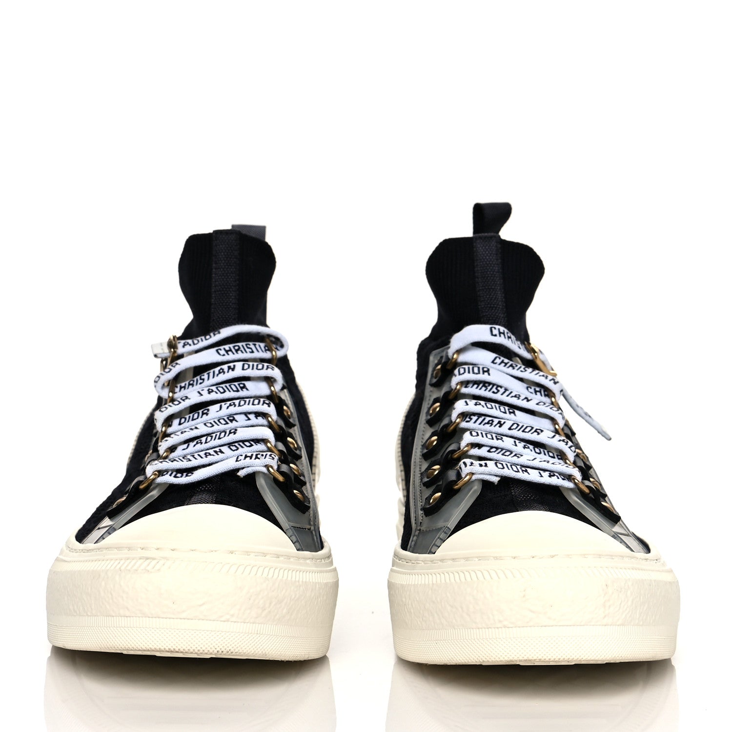 Christian Dior Technical Knit Calfskin Womens Walk'N'Dior High Top Sneakers 38.5 Black 2 of 8