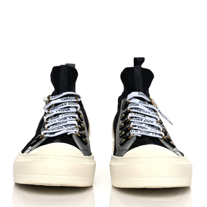 Christian Dior Technical Knit Calfskin Womens Walk'N'Dior High Top Sneakers 38.5 Black 2 of 8