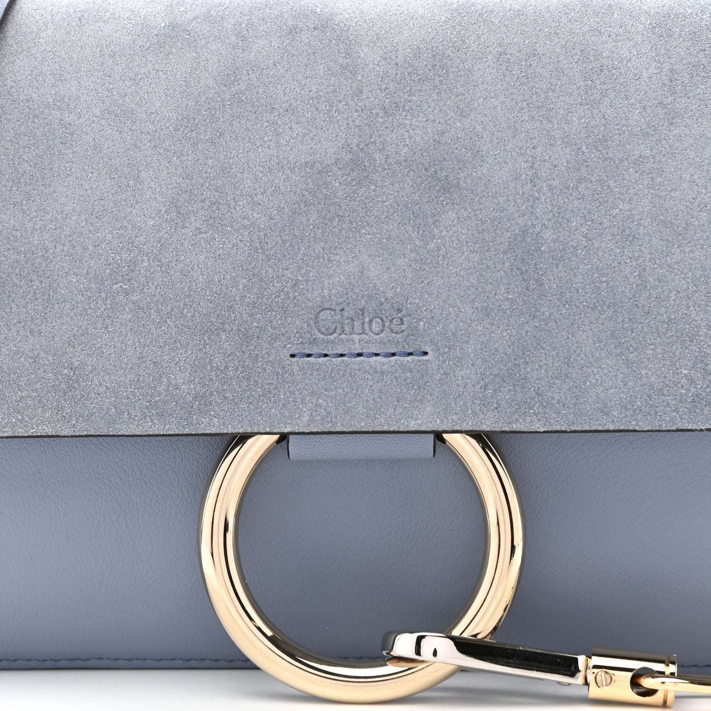 Suede Calfskin Small Faye Shoulder Bag Washed Blue
