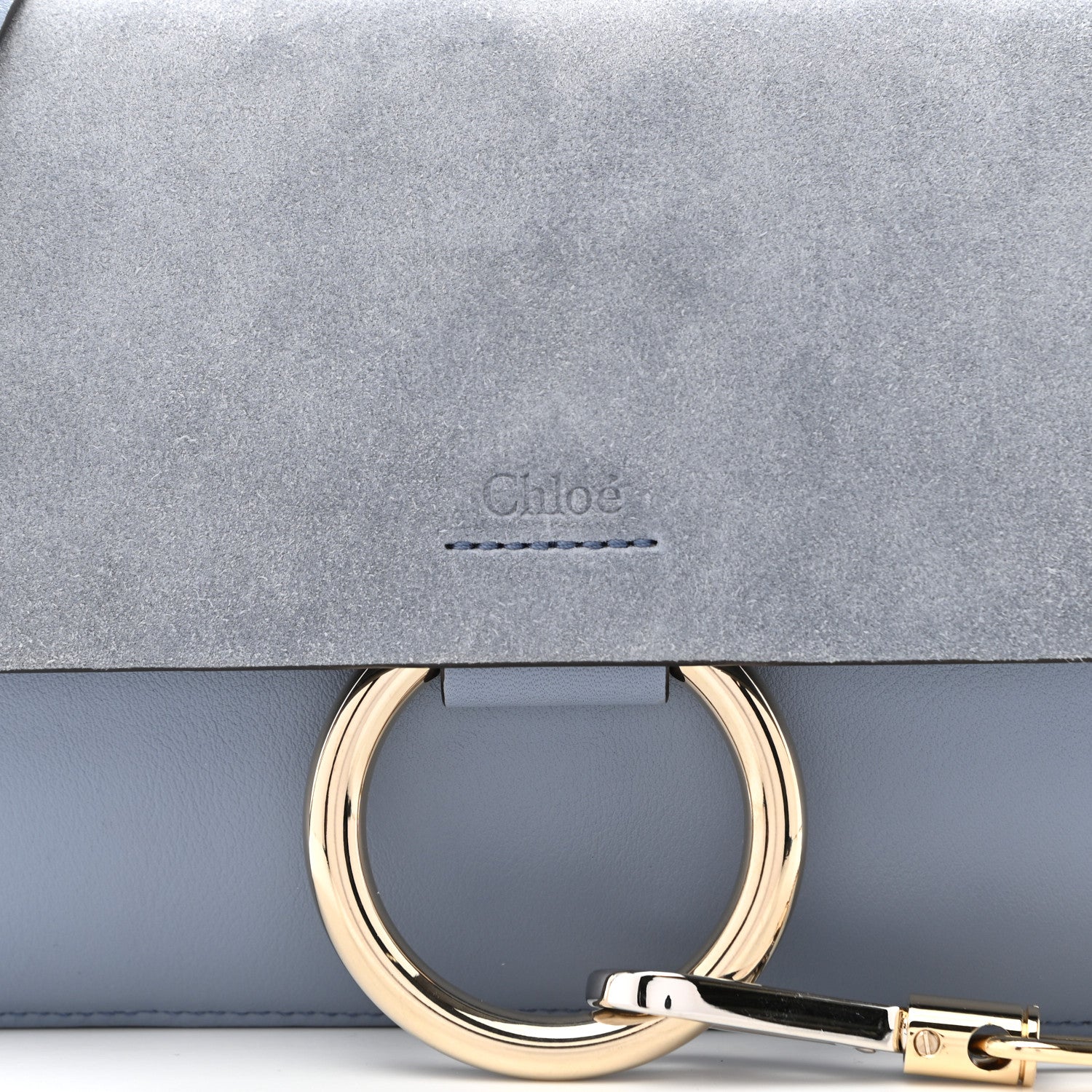 Chloe Suede Calfskin Small Faye Shoulder Bag Washed Blue 9 of 15