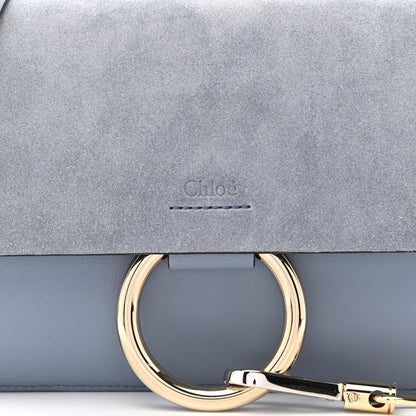 Chloe Suede Calfskin Small Faye Shoulder Bag Washed Blue 9 of 15
