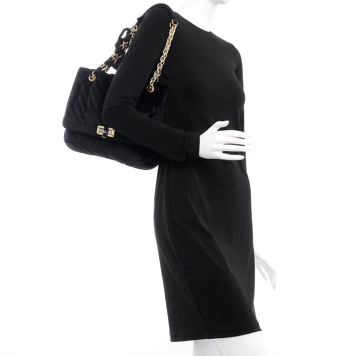 Lanvin Velvet Quilted Medium Happy Shoulder Bag Black 2 of 6
