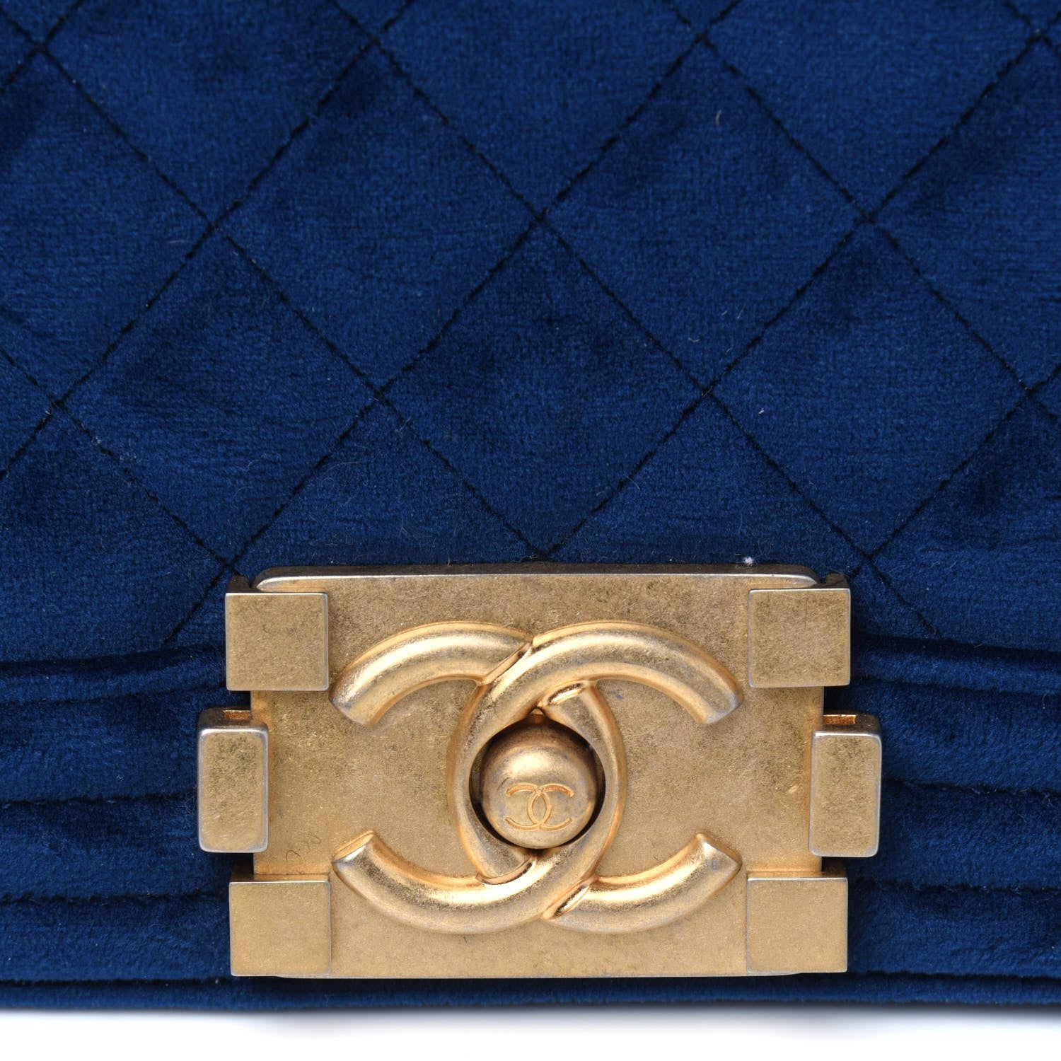 Chanel Velvet Quilted Medium Boy Flap Dark Blue 10 of 11