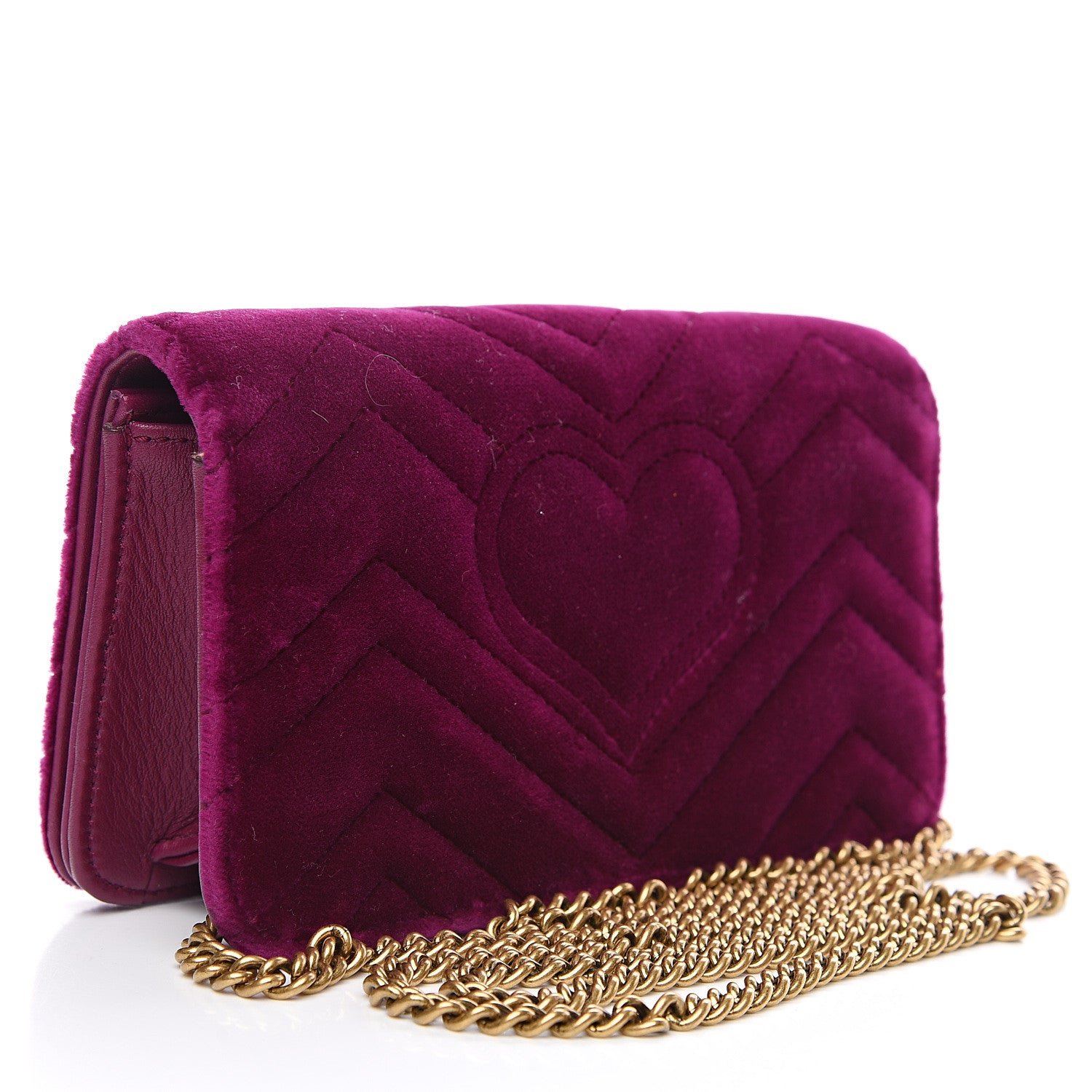 Gucci Velvet Matelasse GG Marmont Mini Bag Fuchsia Violet Cyclamen 2 of 9