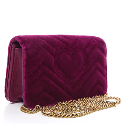 Gucci Velvet Matelasse GG Marmont Mini Bag Fuchsia Violet Cyclamen 2 of 9