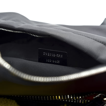 Fendi Nylon Shearling Block Letter Backpack Black 6 of 9