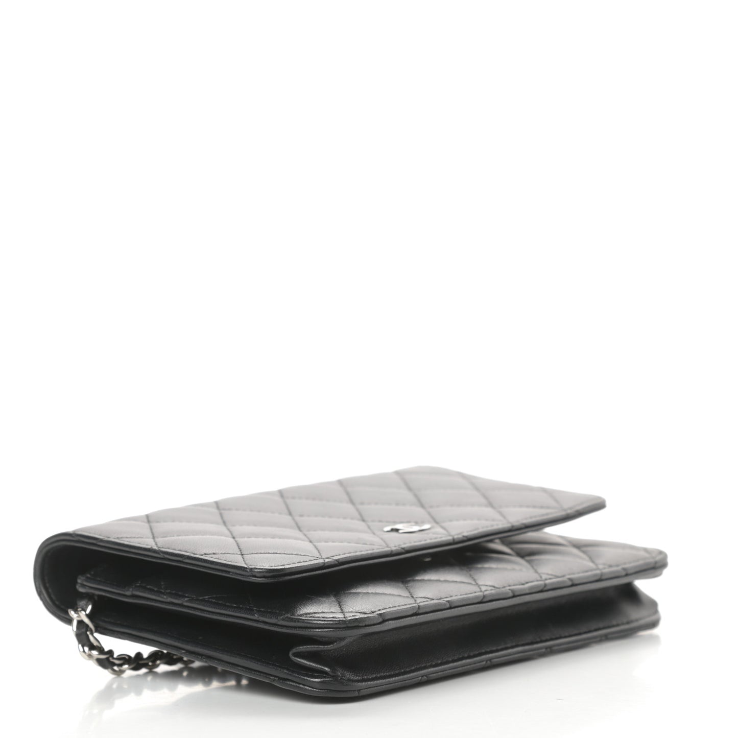 Lambskin Quilted Wallet On Chain WOC Black